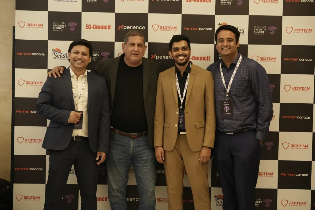 Cybersecurity conference attendees posing at RedTeam Security Summit