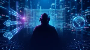 Students training in a futuristic cyber lab during an Ethical hacking course in 2026, practicing hands-on penetration testing and cybersecurity skills.